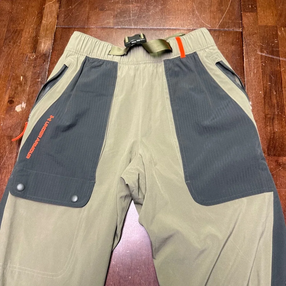 Under Armour Rush Utility Pants Mens Small Olive Green Snap Side 1366190